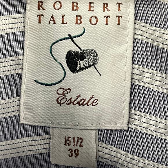 Robert Talbott Estate Blue White Stripe Long Sleeve Button Down Mens 15 / Medium - Picture 4 of 6